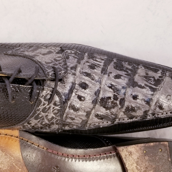 DAVID EDEN GENUINE CROCODILE LIZARD MEN SHOES OXFORDS BLACK GRAY SIZE 13 EUC - Picture 4 of 13